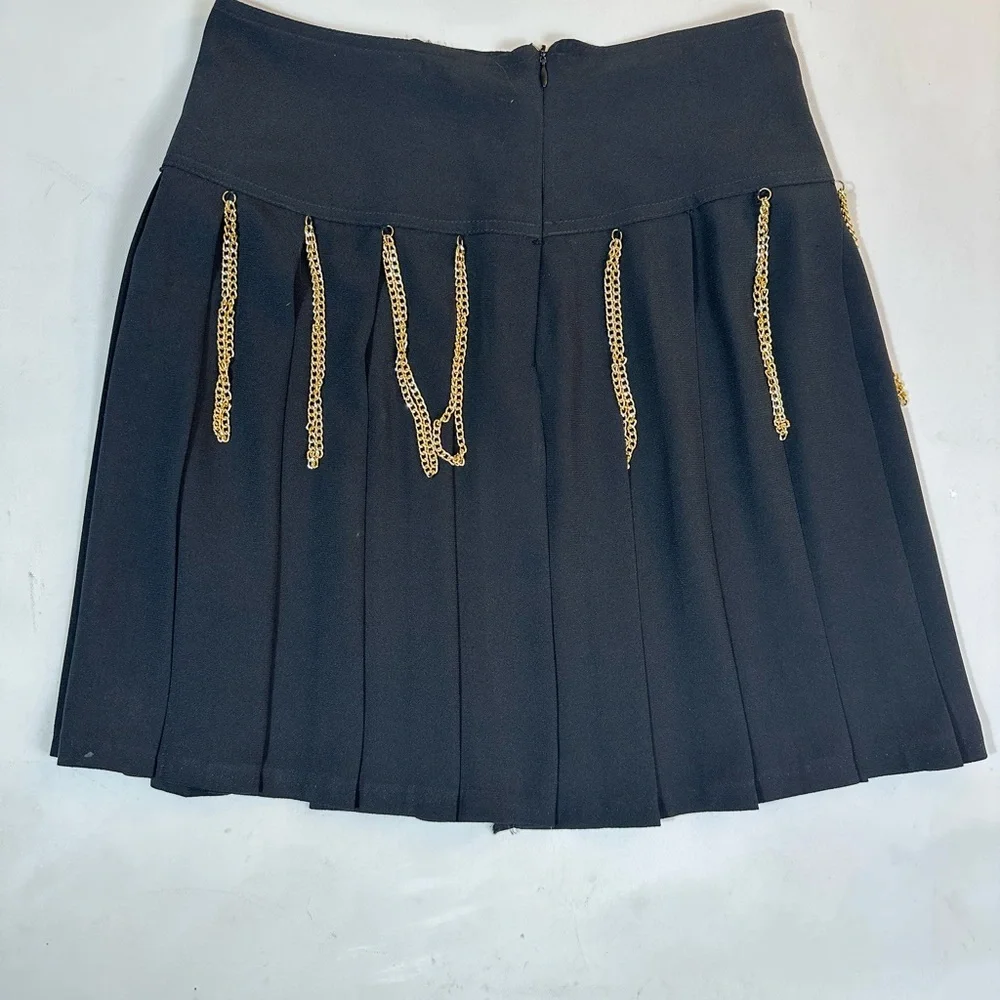 vintage French Black and Gold Mini Skater Skirt